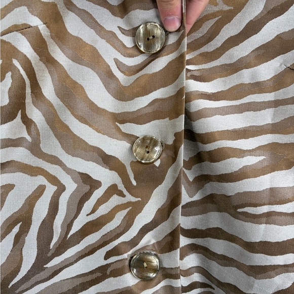 Kasper Zebra Print dressy Coat Jacket Women’s Brown Beige 3/4 Sleeve size 14 - Picture 9 of 14